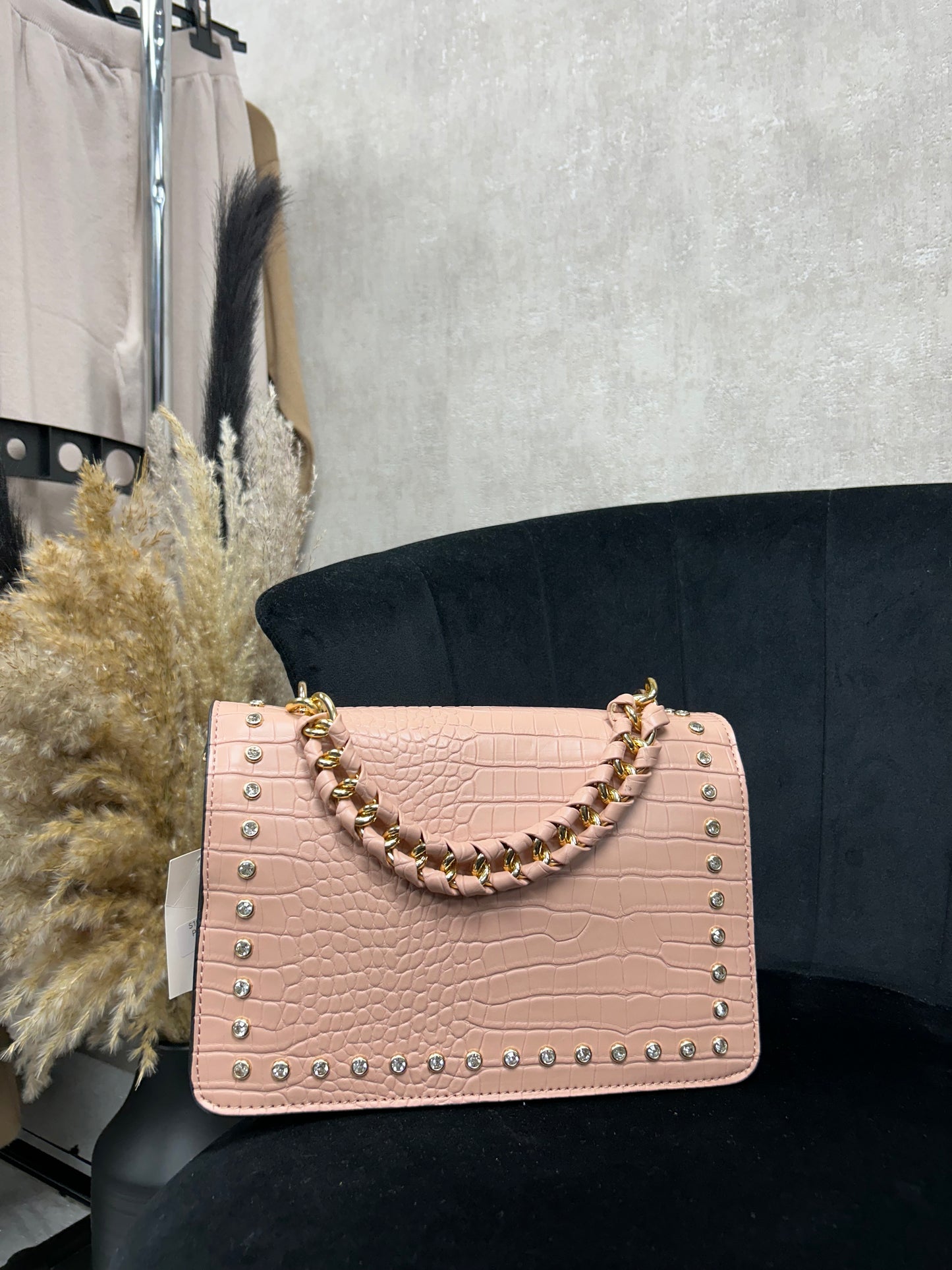 Croc Leather Studded Bag